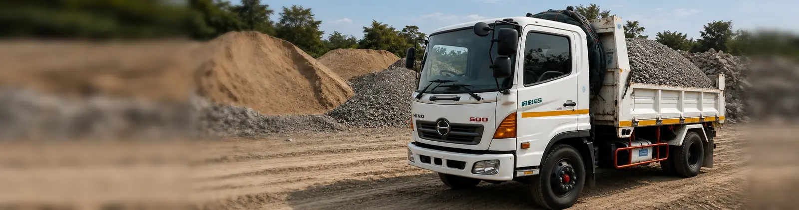 รถบรรทุก HINO 500 บรรทุกหินที่หน้างาน